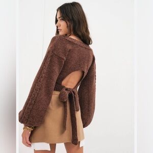 For Love and Lemons Amelia crop sweater brown XXS